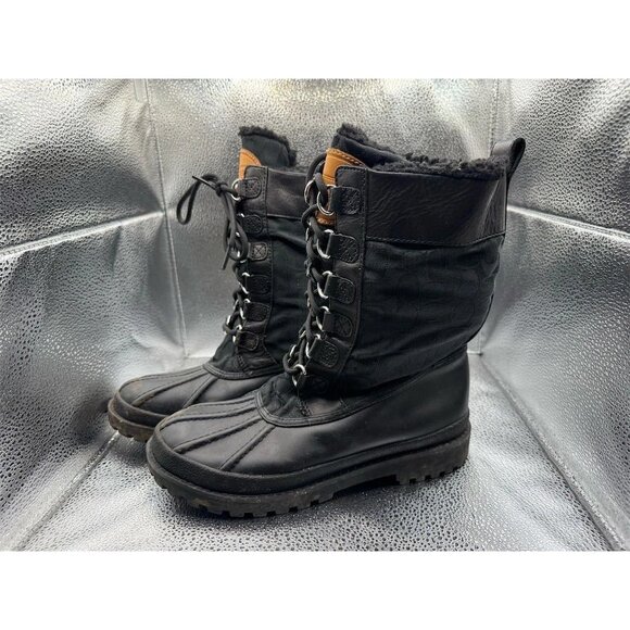 Coach Laura Women's Black Leather Lace Up Duck Boots Size 7B - Picture 7 of 9